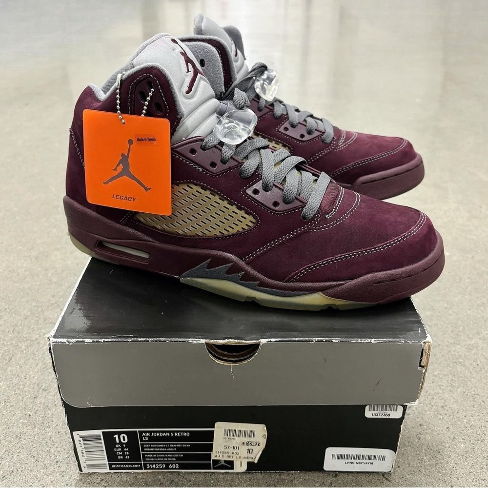 Size 10 - 2006 Air Jordan V LS Retro Burgundy in Deadstock condition.